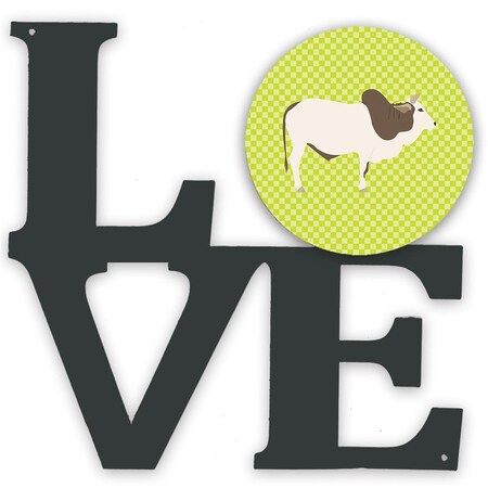 Carolines Treasures 11.5 x 11.75 in. Malvi Cow Green Metal Artwork Love Wall Decor BB7656WALV
